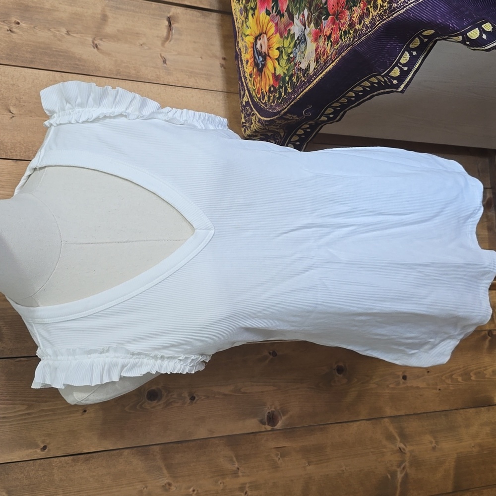 Nine West Rib Ruffle Tank Top - Picture 2 of 5
